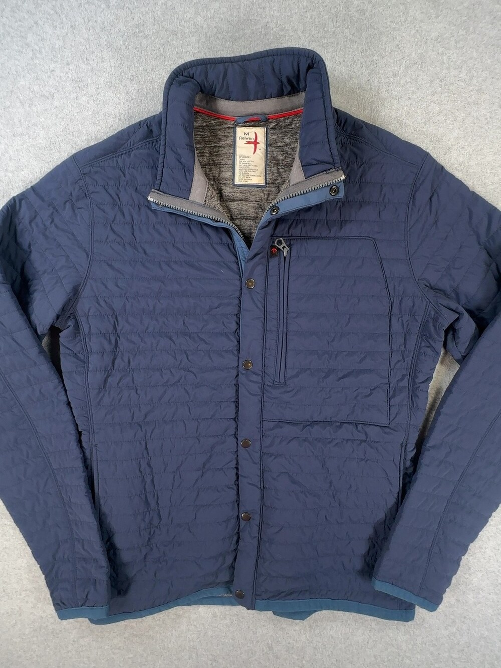 Relwen Quilted Snap-T Insulated Jacket Navy Blue Nylon Men's Size Medium